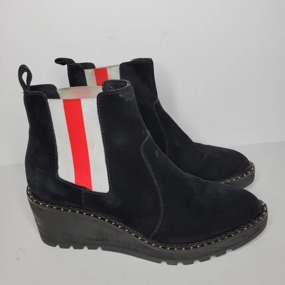 Cecelia New York GEMMA Ankle Boot Black Suede Wedge Size 7 - Picture 3 of 13